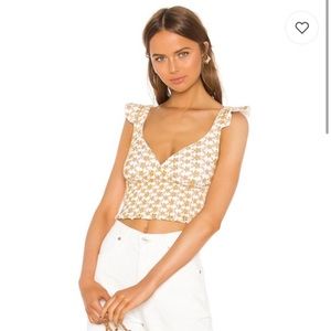 Maggie top LPA yellow and white crop